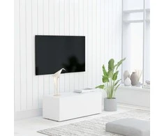 TV staliukas Televizoriaus spintelė, balta, 80x34x30cm, apdirbta mediena