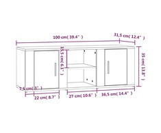 TV staliukas Televizoriaus spintelė, dūminio ąžuolo, 100x31,5x35cm, mediena