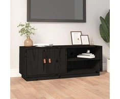 TV staliukas Televizoriaus spintelė, juoda, 105x34x40cm, pušies masyvas