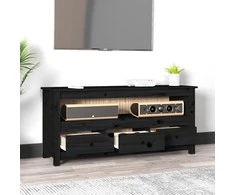 TV staliukas Televizoriaus spintelė, juoda, 114x35x52cm, pušies masyvas