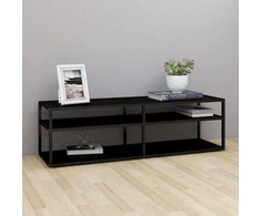 TV staliukas Televizoriaus spintelė, juoda, 140x40x40,5cm, grūdintas stiklas