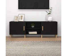 TV staliukas Televizoriaus spintelė, juoda, 150x30x50cm, apdirbta mediena