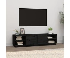 TV staliukas Televizoriaus spintelė, juoda, 156x40x40cm, pušies masyvas
