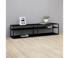 TV staliukas Televizoriaus spintelė, juoda, 180x40x40,5cm, grūdintas stiklas