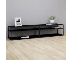TV staliukas Televizoriaus spintelė, juoda, 200x40x40,5cm, grūdintas stiklas