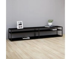 TV staliukas Televizoriaus spintelė, juoda, 220x40x40,5cm, grūdintas stiklas