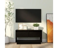 TV staliukas Televizoriaus spintelė, juoda, 74x34x40cm, pušies masyvas