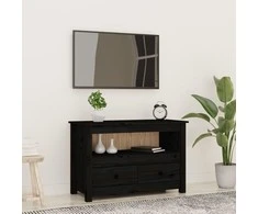 TV staliukas Televizoriaus spintelė, juoda, 79x35x52cm, pušies masyvas