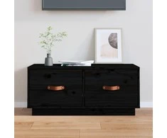 TV staliukas Televizoriaus spintelė, juoda, 80x34x35cm, pušies masyvas