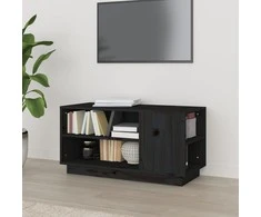 TV staliukas Televizoriaus spintelė, juoda, 80x35x40,5cm, pušies masyvas