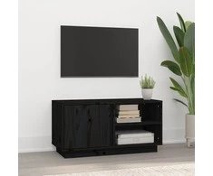 TV staliukas Televizoriaus spintelė, juoda, 80x35x40,5cm, pušies masyvas