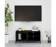 TV staliukas Televizoriaus spintelė, juoda, 90x30x44cm, plienas ir stiklas