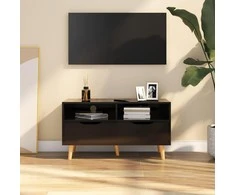 TV staliukas Televizoriaus spintelė, juoda, 90x40x48,5cm, mediena, blizgi