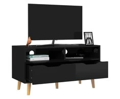 TV staliukas Televizoriaus spintelė, juoda, 90x40x48,5cm, mediena, blizgi