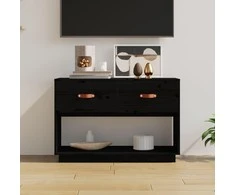 TV staliukas Televizoriaus spintelė, juoda, 90x40x60cm, pušies masyvas