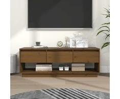 TV staliukas Televizoriaus spintelė, medaus ruda, 110,5x34x40cm, pušis