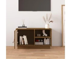 TV staliukas Televizoriaus spintelė, medaus ruda, 70x34x40cm, pušies masyvas