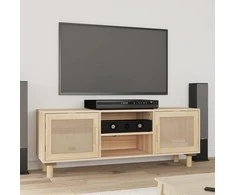 TV staliukas Televizoriaus spintelė, ruda, 105x30x40cm, pušis ir ratanas