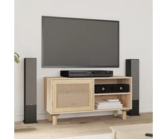 TV staliukas Televizoriaus spintelė, ruda, 80x30x40cm, pušis ir ratanas