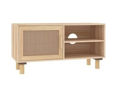 TV staliukas Televizoriaus spintelė, ruda, 80x30x40cm, pušis ir ratanas