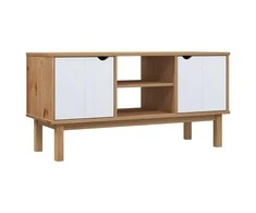 TV staliukas Televizoriaus spintelė OTTA, ruda/balta, 113,5x43x57cm, pušis