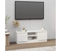 TV staliukas Televizoriaus spintelė su durelėmis, balta, 102x30x36cm