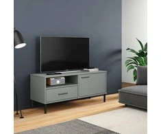 TV staliukas Televizoriaus spintelė su kojomis, pilka, pušies masyvas, OSLO