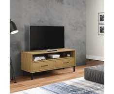 TV staliukas Televizoriaus spintelė su kojomis, ruda, pušies masyvas, OSLO