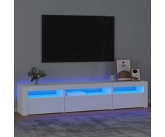 TV staliukas Televizoriaus spintelė su LED apšvietimu, balta, 195x35x40cm