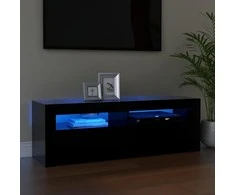 TV staliukas Televizoriaus spintelė su LED apšvietimu, juoda, 120x35x40cm