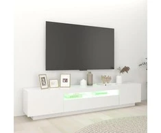 TV staliukas Televizoriaus spintelė su LED apšvietimu, balta, 200x35x40cm