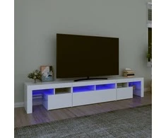 TV staliukas Televizoriaus spintelė su LED apšvietimu, balta, 230x36,5x40cm