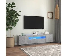 TV staliukas Televizoriaus spintelė su LED apšvietimu, pilka, 160x35x40cm