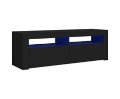 TV staliukas Televizoriaus spintelė su LED apšvietimu, juoda, 120x35x40cm