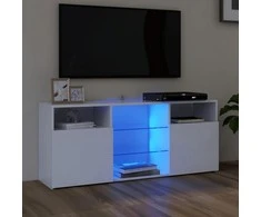 TV staliukas Televizoriaus spintelė su LED apšvietimu, balta, 120x30x50cm