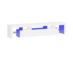 TV staliukas Televizoriaus spintelė su LED apšvietimu, balta, 200x36,5x40cm