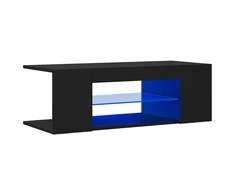 TV staliukas Televizoriaus spintelė su LED apšvietimu, juoda, 90x39x30cm
