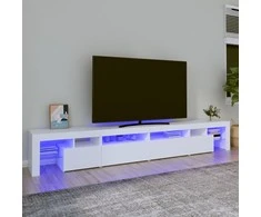 TV staliukas Televizoriaus spintelė su LED apšvietimu, balta, 260x36,5x40cm