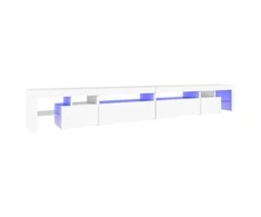 TV staliukas Televizoriaus spintelė su LED apšvietimu, balta, 290x36,5x40cm