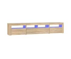 TV staliukas Televizoriaus spintelė su LED apšvietimu, ąžuolo, 210x35x40cm