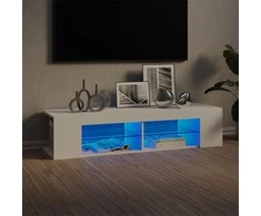 TV staliukas Televizoriaus spintelė su LED apšvietimu, balta, 135x39x30cm