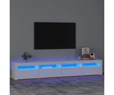 TV staliukas Televizoriaus spintelė su LED apšvietimu, balta, 240x35x40cm