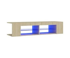 TV staliukas Televizoriaus spintelė su LED apšvietimu, ąžuolo, 135x39x30cm
