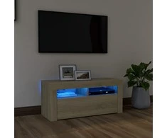 TV staliukas Televizoriaus spintelė su LED apšvietimu, ąžuolo, 90x35x40cm