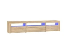 TV staliukas Televizoriaus spintelė su LED apšvietimu, ąžuolo, 195x35x40cm