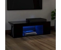 TV staliukas Televizoriaus spintelė su LED apšvietimu, juoda, 90x39x30cm