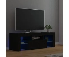 TV staliukas Televizoriaus spintelė su LED apšvietimu, juoda, 120x35x40cm