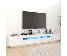 TV staliukas Televizoriaus spintelė su LED apšvietimu, balta, 260x35x40cm