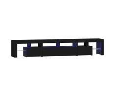 TV staliukas Televizoriaus spintelė su LED apšvietimu, juoda, 230x36,5x40cm