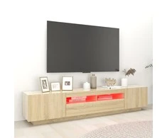 TV staliukas Televizoriaus spintelė su LED apšvietimu, ąžuolo, 200x35x40cm